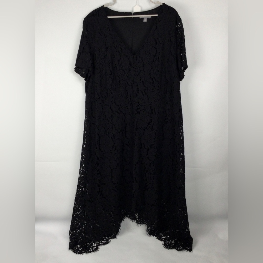 Jessica London Plus Size Black Lace Handkerchief Dress‎ womens size 24W